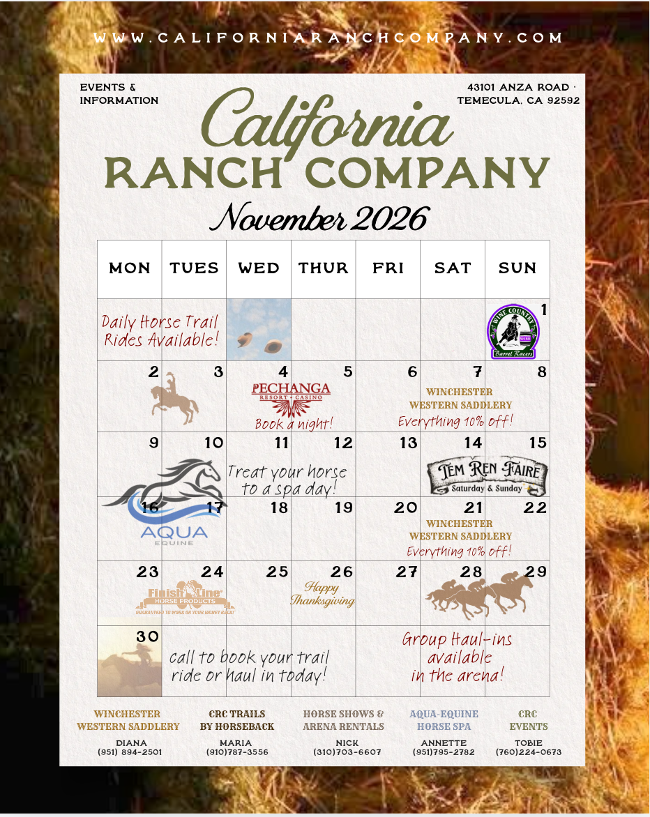 California Ranch Company Upcoming Events Flyer